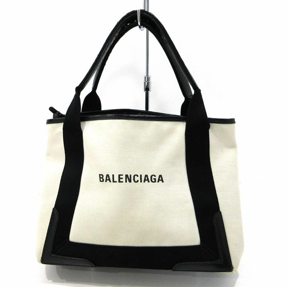 Balenciaga Navy Blue Cabas Tote Bag White